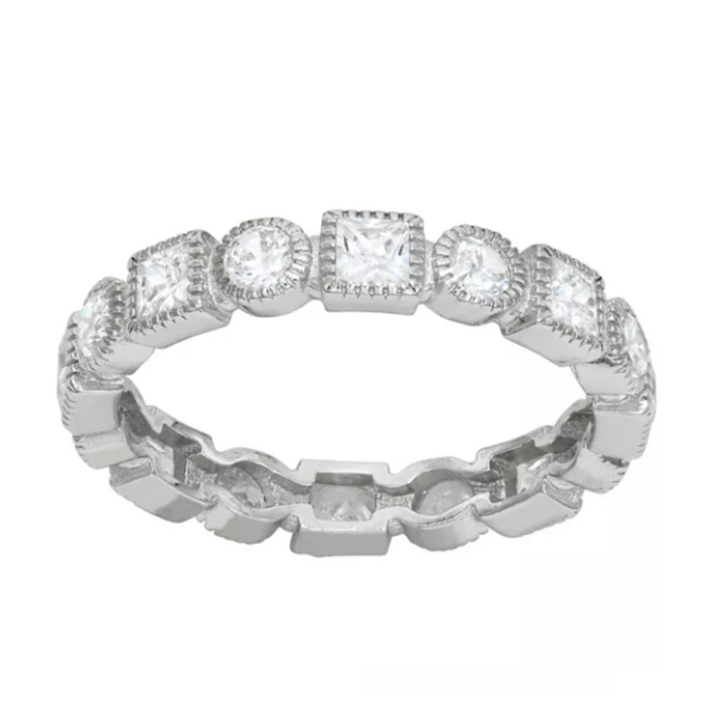 NWT Cubic Zirconia Filigree Eternity Band Ring sz 8